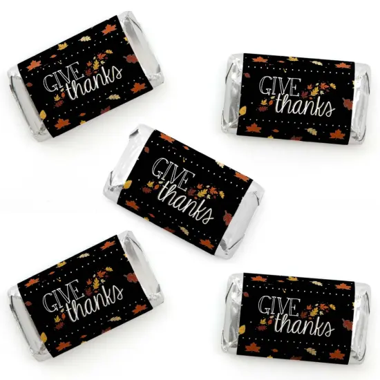 Big Dot of Happiness Give Thanks - Mini Candy Bar Wrapper Stickers - Thanksgiving Party Small Favors - 40 Count {1}