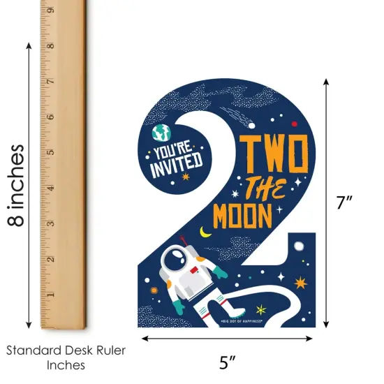 Big Dot of Happiness 2nd Birthday Two The Moon - Shaped Fill-in Invites - Space Second Birthday Party Invitation Cards with Envelopes - Set of 12 {7}