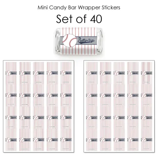 Big Dot of Happiness Batter Up - Baseball - Mini Candy Bar Wrapper Stickers - Baby Shower or Birthday Party Small Favors - 40 Count {4}