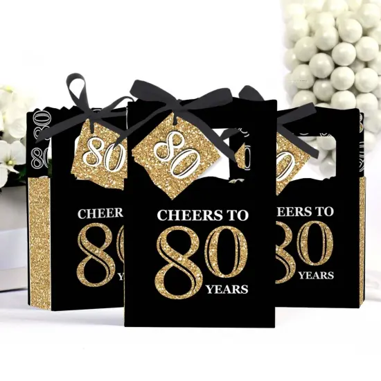 Big Dot of Happiness Adult 80th Birthday - Gold - Birthday Party Favor Boxes - Set of 12 {4}