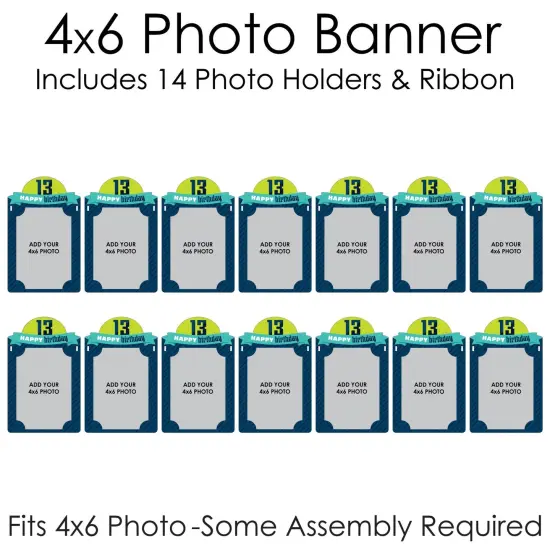 Big Dot of Happiness Boy 13th Birthday - DIY Official Teenager Birthday Party Decor - Picture Display - Photo Banner {6}