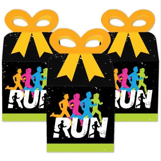 Big Dot of Happiness Set The Pace - Running - Square Favor Gift Boxes - Track, Cross Country or Marathon Party Bow Boxes - Set of 12 {3}