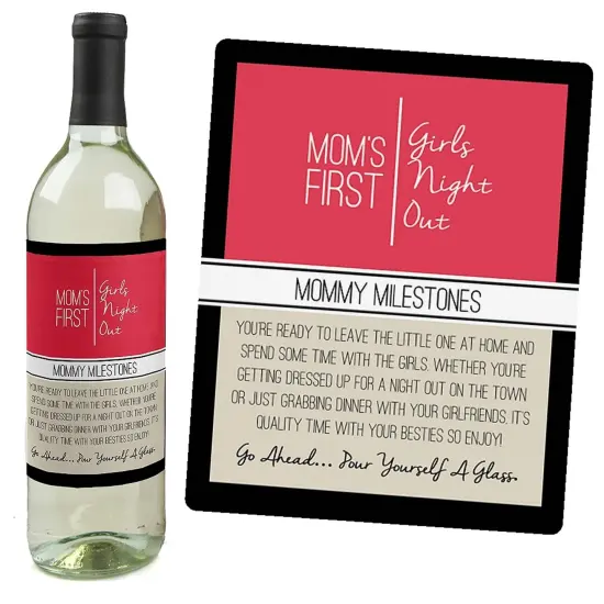 Big Dot of Happiness Mommy's First Milestones - Gift For Women - Wine Bottle Label Stickers - Set of 4 {3}