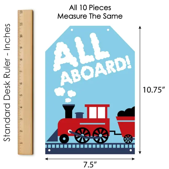 Big Dot of Happiness Railroad Party Crossing - Hanging Vertical Paper Door Banners - Steam Train Party Wall Decor Kit- Indoor Door Decor {7}