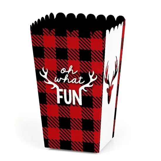 Big Dot of Happiness Prancing Plaid - Christmas and Holiday Buffalo Plaid Party Favor Popcorn Treat Boxes - Set of 12 {1}