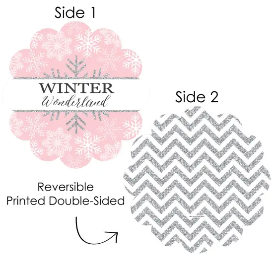 Big Dot of Happiness Pink Winter Wonderland Holiday Birthday Party and Baby Shower Round Table Decorations - Paper Chargers - Place Setting For 12 {4}