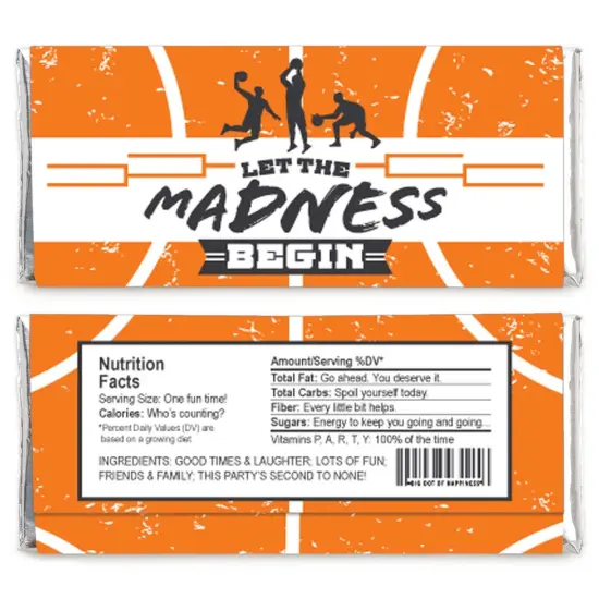 Big Dot of Happiness Basketball - Let The Madness Begin - Candy Bar Wrapper College Basketball Party Favors - Set of 24 {3}