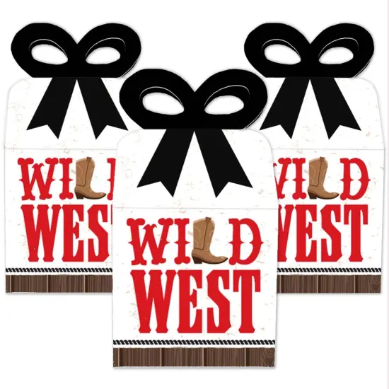 Big Dot of Happiness Western Hoedown - Square Favor Gift Boxes - Wild West Cowboy Party Bow Boxes - Set of 12 {3}