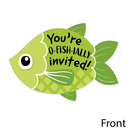 Big Dot of Happiness Let's Go Fishing - Shaped Fill-In Invites - Fish Themed Birthday Party or Baby Shower Invite Cards with Envelopes - Set of 12 {4}