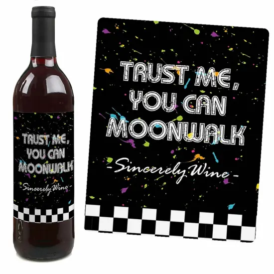 Big Dot of Happiness 80's Retro - Totally 1980s Party Decorations for Women and Men - Wine Bottle Label Stickers - Set of 4 {4}