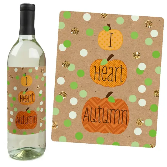 Big Dot of Happiness Pumpkin Patch - Fall, Halloween or Thanksgiving Party Decorations for Women and Men - Wine Bottle Label Stickers - Set of 4 {3}