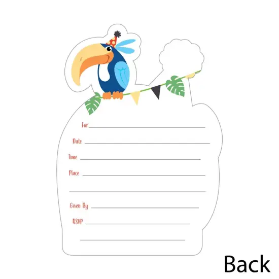 Big Dot of Happiness Jungle Party Animals - Shaped Fill-in Invites - Safari Zoo Birthday Party or Baby Shower Invite Cards with Envelopes - Set of 12 {4}