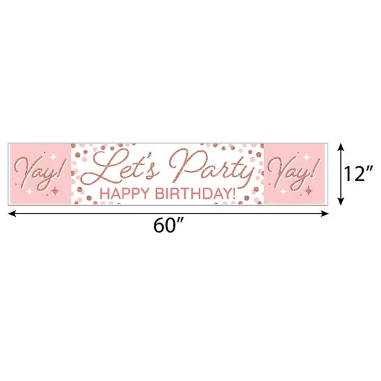 Big Dot of Happiness Pink Rose Gold Birthday - Happy Birthday Decorations Party Banner {3}