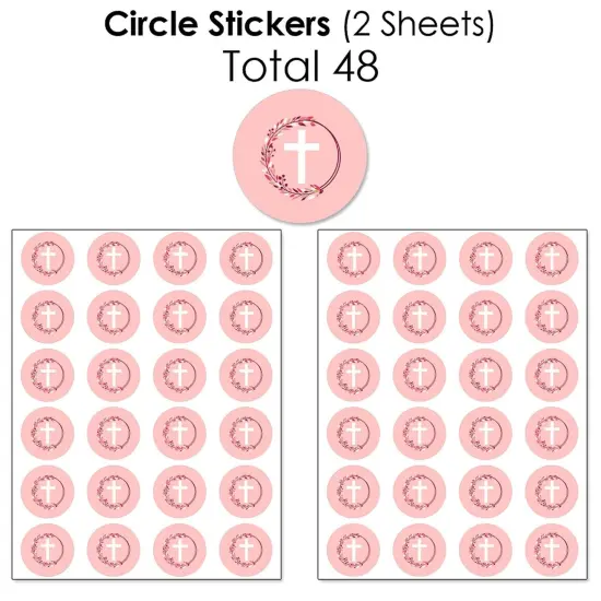 Big Dot of Happiness Pink Elegant Cross - Girl Religious Party Candy Favor Sticker Kit - 304 Pieces {7}