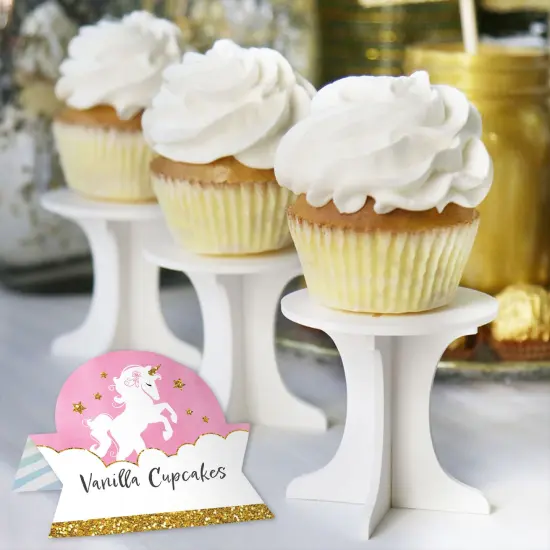 Big Dot of Happiness Rainbow Unicorn - Magical Unicorn Baby Shower or Birthday Party Tent Buffet Card - Table Setting Name Place Cards - Set of 24 {6}