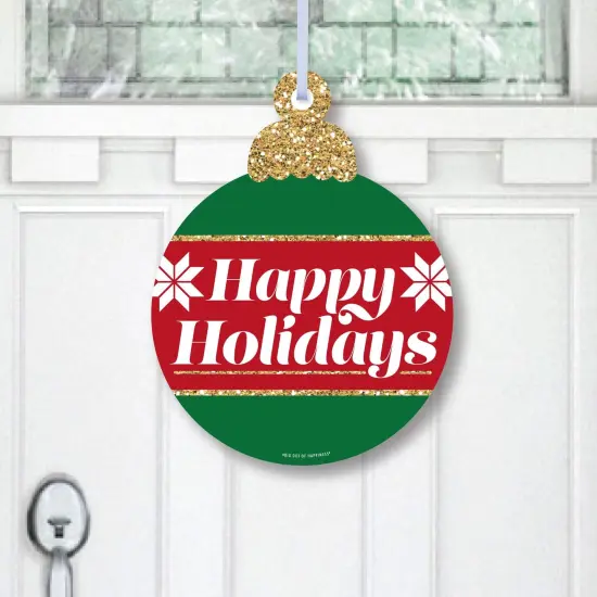 Big Dot of Happiness Ornaments - Hanging Porch Holiday and Christmas Party Outdoor Decorations - Front Door Decor - 1 Piece Sign {1}