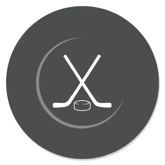 Big Dot of Happiness Shoots and Scores - Hockey - Baby Shower or Birthday Party Circle Sticker Labels - 24 Count {1}