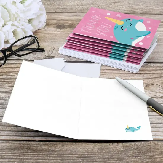 Big Dot of Happiness Narwhal Girl - Under The Sea Baby Shower or Birthday Party Thank You Cards (8 count) {6}