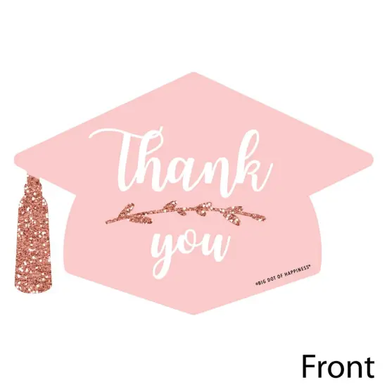 Big Dot of Happiness Rose Gold Grad - Shaped Thank You Cards - Graduation Party Thank You Note Cards with Envelopes - Set of 12 {4}