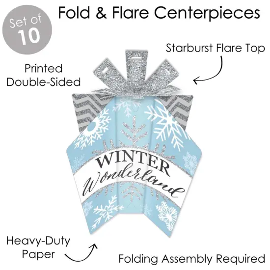Big Dot of Happiness Winter Wonderland - Table Decorations - Snowflake Holiday Party and Winter Wedding Fold and Flare Centerpieces - 10 Count {4}