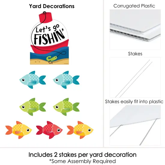 Big Dot of Happiness Let's Go Fishing - Yard Sign and Outdoor Lawn Decorations - Fish Themed Birthday Party or Baby Shower Yard Signs - Set of 8 {6}