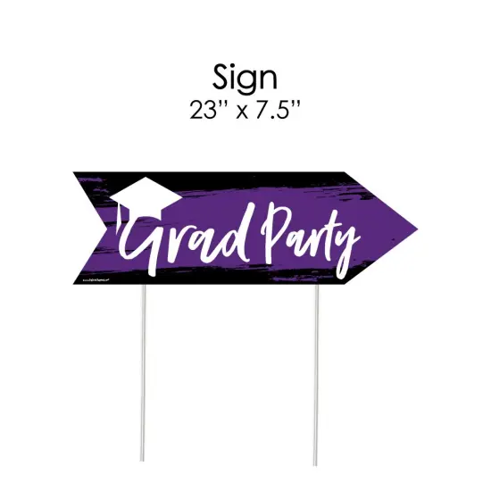 Big Dot of Happiness Purple Graduation Party Sign Arrow - Double Sided Directional Yard Signs - Set of 2 {7}