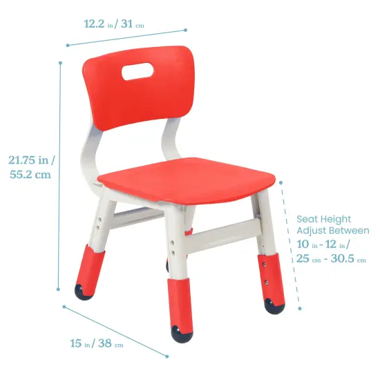 Adjustable Height Plastic Classroom Chairs, 2-Pack Red {2}