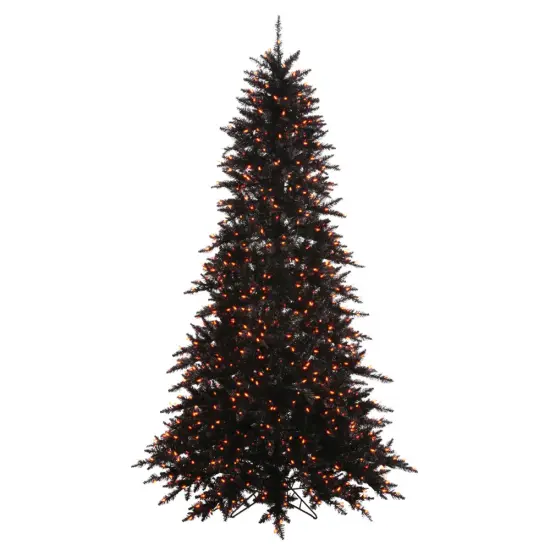Vickerman 3' Black Artificial Tree w/ 100 Orange Dura-Lit Italian LED Lights {1}