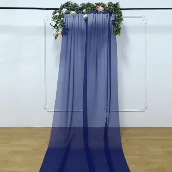 5ft x 14ft Premium Chiffon Sheer Backdrop Navy blue {1}