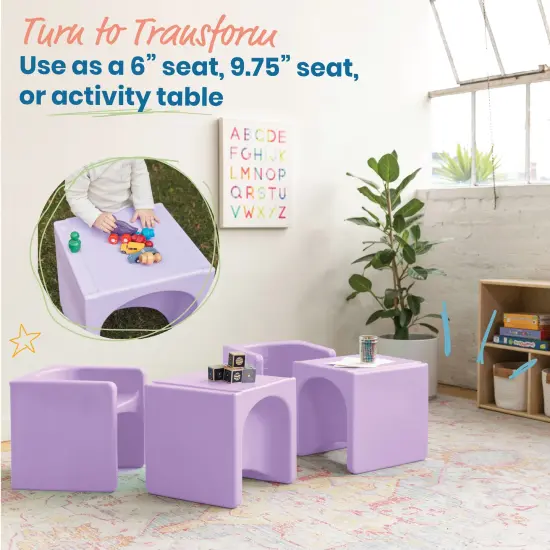 Tri-Me 3-In-1 Cube Chair, Kids Furniture Light Purple {3}