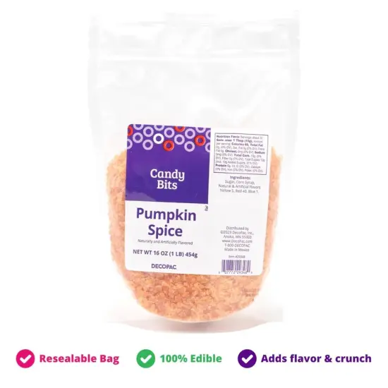 Pumpkin Spice Crushed Candy Bits, Sugar Decorations For Cakes, Toppings, Cupcakes, and Drinks, Pumpkin Spice 16oz Pack {6}
