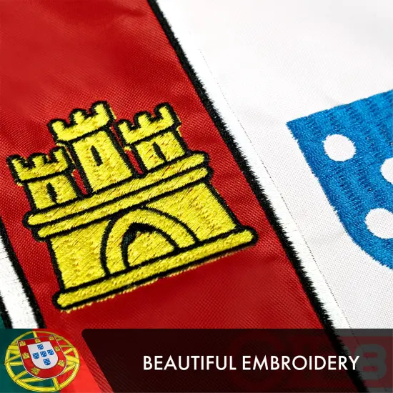G128 Portugal (Portuguese) Flag | 3x5 feet | Double Sided Embroidered 210D Indoor/Outdoor, Brass Grommets, Heavy Duty Polyester {4}