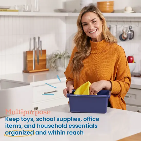 Scoop Front Storage Bins, Multipurpose Organization, 20-Pack Navy {3}