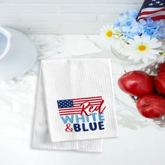Red White & Blue Flag Patriotic 4th of July Cotton Kitchen Towel Dishtowel Decoration {3}