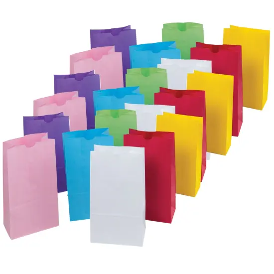 Kraft Bag, Assorted Pastel Colors, 6" x 3-5/8" x 11", 28 Per Pack, 3 Packs {1}