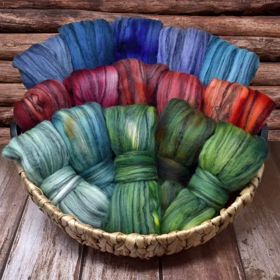 5oz Merino Tencel, Hand Dyed: Soft Lustrous Wool Combed Top Roving for Spinning, Felting, Weaving, and Textiles. Red Fire {3}