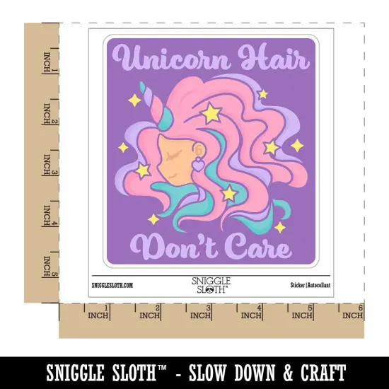 Unicorn Hair Don't Care Waterproof Vinyl Phone Tablet Laptop Water Bottle Sticker Set - 5 Pack {1}