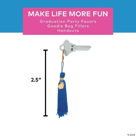 Graduation Blue Tassel Nylon Keychains with Hat Charm | MINA&reg; {3}
