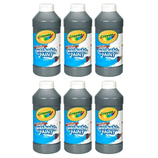 Washable Paint, Black, 16 oz. Bottles, Pack of 6 {1}