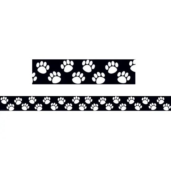 Black with White Paw Prints Border Trim, 35 Feet Per Pack, 6 Packs {2}