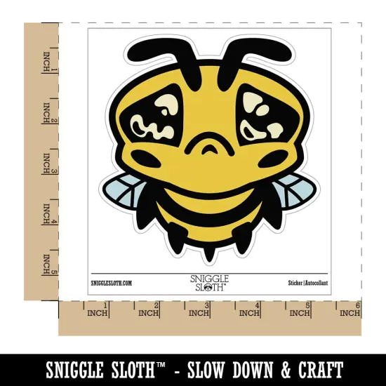 Cute Bee Sad Waterproof Vinyl Phone Tablet Laptop Water Bottle Sticker Set - 5 Pack {1}