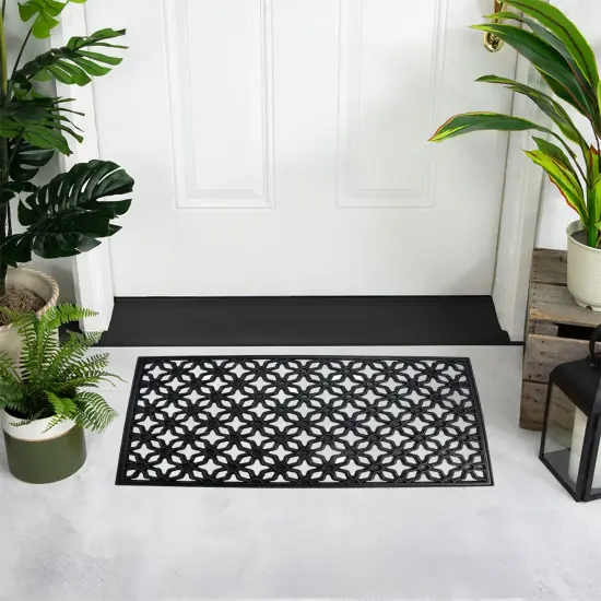 Northlight Elegant Quatrefoil Rectangular Door Mat 30" x 18" Black {4}