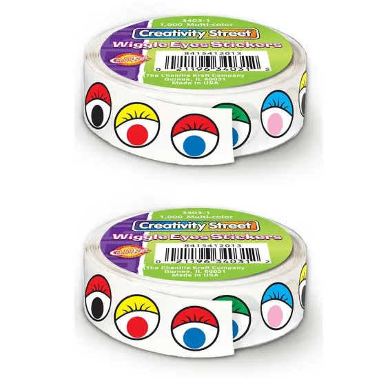 Multicolor Wiggle Eyes Stickers Roll, 2 Rolls {1}