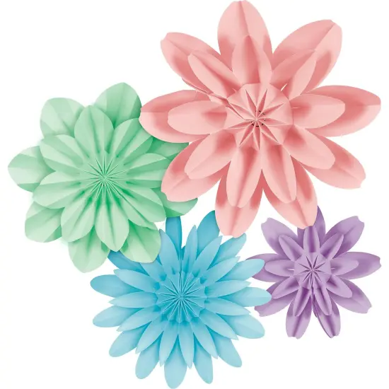 Pastel Pop Paper Flowers, Pack of 4 {1}
