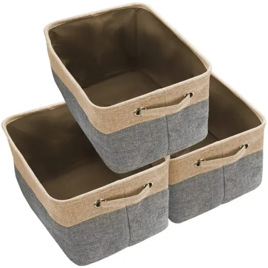 Sorbus 3 Pack Fabric Cubby Organizer - Large Sturdy Foldable Storage Bins with Handles - Lightweight and durable {4}