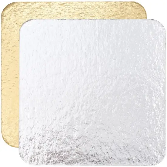 5" Square Gold/Silver Cake Board 12ct {1}