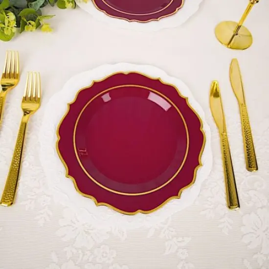 10.5" Disposable Plastic Plates Scalloped Rim {4}
