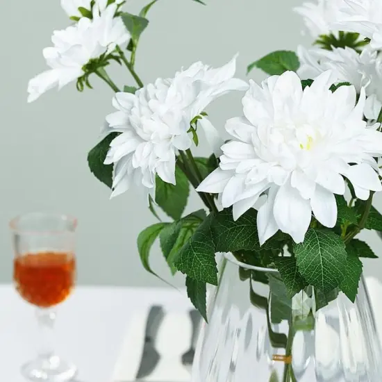 2 pcs 30-Inch Dahlia Spray Stems Silk Artificial Flowers White {1}