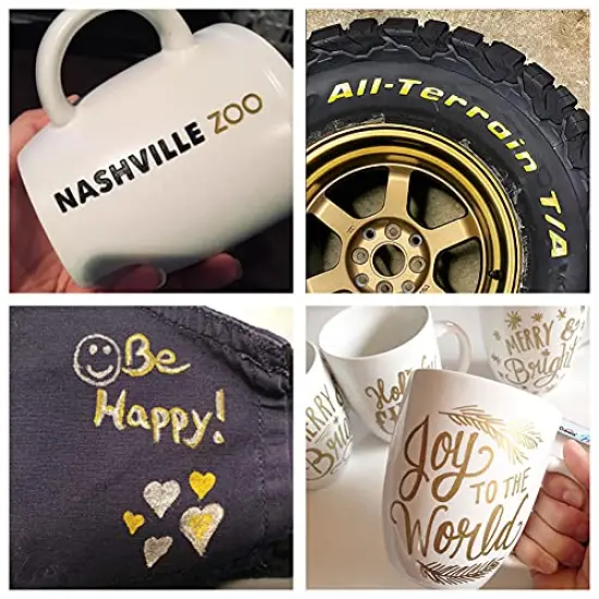 5 Colors - Waterproof Oil Based Marker Pens, Medium Tip, Quick Dry and Permanent Paint Pens Works on Rock, Wood, Fabric, Plastic, Glass, Mugs, Stone Painting, Metal {5}