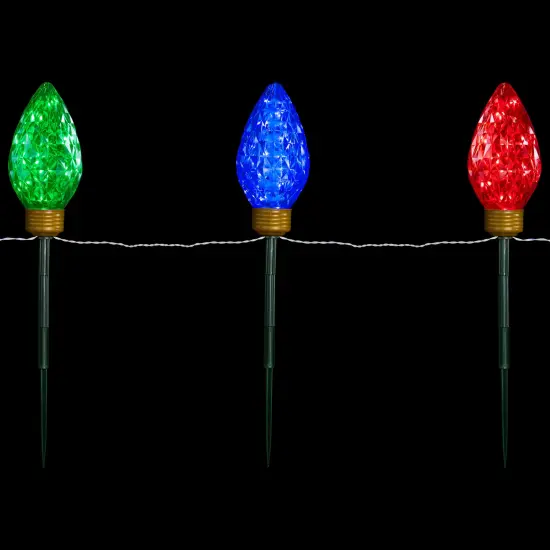 Northlight LED Lighted C9 Style Christmas Pathway Lawn Stakes - 3 ft - Multi - 3-Count {4}